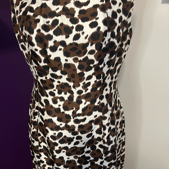 Ann Taylor Sleeveless Silk Animal Print Dress - Picture 3 of 9